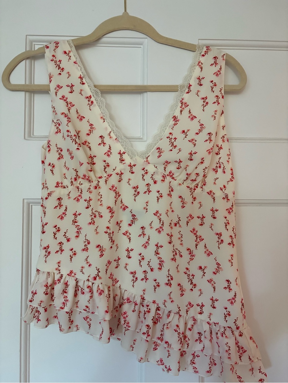 wild fable Cream Tank Top with Red Floral Print